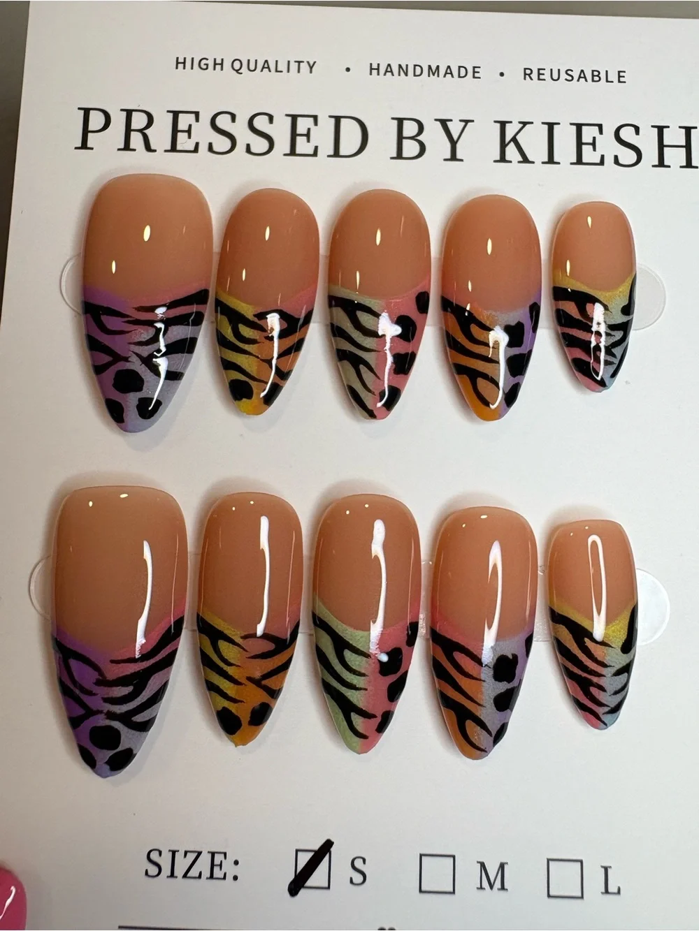 Multicolor Animal Print Pressed Nails